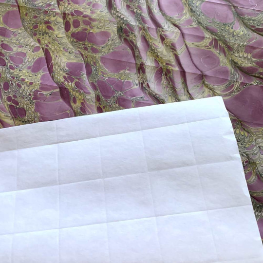 Hand Marbled Paper Dragon Skin Pattern in Purple and Ivory ~ Berretti Marbled Arts